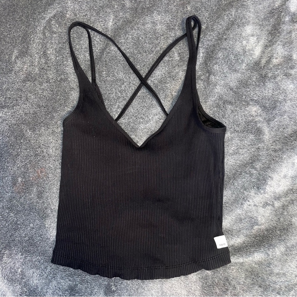 Vuori Black Ribbed Camisole Top